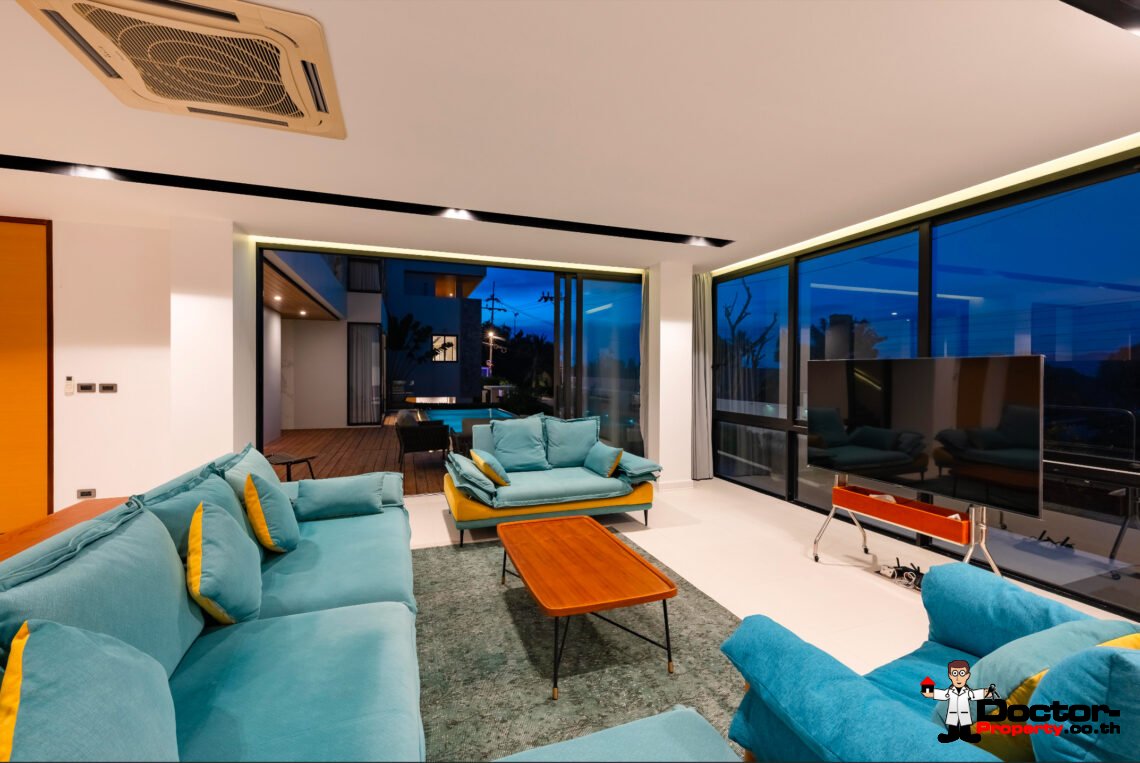 Modern 4 Bedroom Private Pool Villa with Partial Sea View in Plai Laem, Koh Samui – For Sale